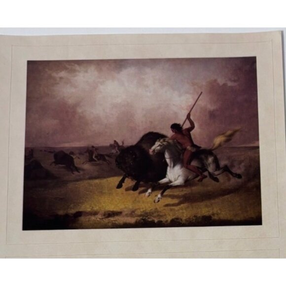 Vintage Art Prints Sticker Depicting Classic Western Scenes Native American - Picture 2 of 3